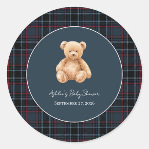 Preppy Klassieke Teddyshirt Baby Borrel Ronde Sticker