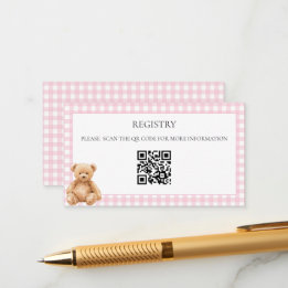 Preppy Klassieke Teddyshower QR-code Informatiekaartje