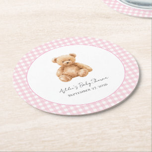 Preppy Klassieke Teddyshower  Ronde Kartonnen Onderzetter
