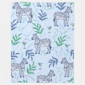 Preppy Klassieke Zebras en Martinis Blauw Fleece Deken (Voorkant)