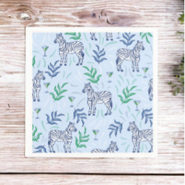 Preppy Klassieke Zebras en Martinis Blauw Servet