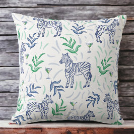 Preppy Klassieke Zebras en Martini's Wit Kussen