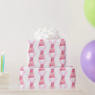 Preppy kleine roze boog Baby shower meisje konijn Cadeaupapier