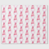 Preppy kleine roze boog Baby shower meisje konijn Cadeaupapier (Vlak)