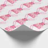 Preppy kleine roze boog Baby shower meisje konijn Cadeaupapier (Hoek)