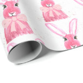 Preppy kleine roze boog Baby shower meisje konijn Cadeaupapier (Rol Hoek)