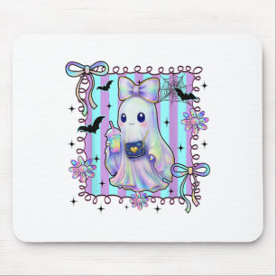 Preppy Kleurrijke Coquette Bow Ghost Boo Girl Spoo Muismat