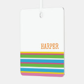 Preppy Kleurrijke Strepen NAAM Modern Fun Hip Metalen Ornament (Voorkant links)