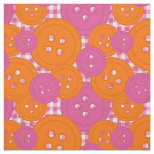 Preppy knoop gingham patroon - hete roze & oranje stof