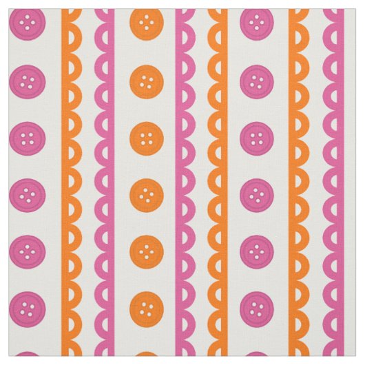 Preppy knop schaalrand gestreepte stof - Heet Roze (Swatch)