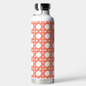 Preppy Koraal Riet Rattan Rooster Monogram Waterfles (Rechts)