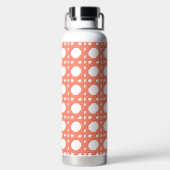 Preppy Koraal Riet Rattan Rooster Monogram Waterfles (Achterkant)