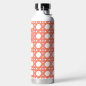 Preppy Koraal Riet Rattan Rooster Monogram Waterfles (Links)