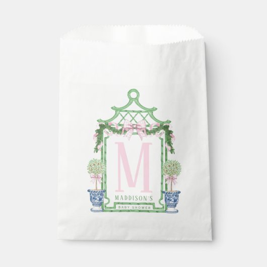 Preppy Krans met Pink Gingham Bow | Baby Shower Bedankzakje (Voorkant)