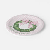 Preppy Krans met Pink Gingham Bow Papieren Bordje (Gekanteld)