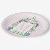 Preppy Krans met Pink Gingham Bow Papieren Bordje (Gekanteld)