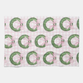 Preppy Krans met Pink Gingham Bow Theedoek (Horizontaal)