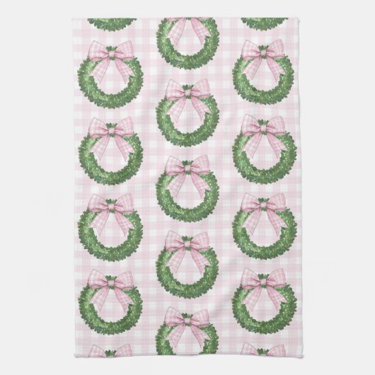 Preppy Krans met Pink Gingham Bow Theedoek (Verticaal)