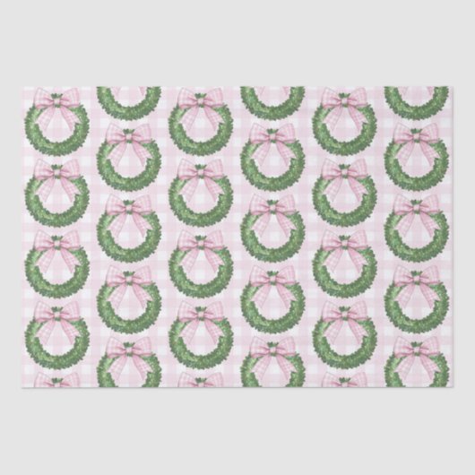 Preppy Krans met Pink Gingham Bow Tissuepapier (Voorkant)