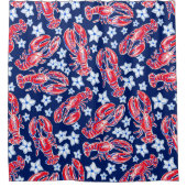 Preppy Kreeft Bloem Rode Marine Patroon Douchegordijn (Voorkant)