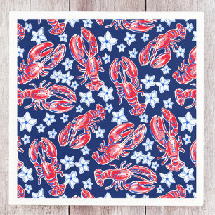 Preppy Kreeft Bloem Rode Marine Patroon Servet