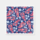 Preppy Kreeft Bloem Rood Marineblauw Patroon Servet (Voorkant)