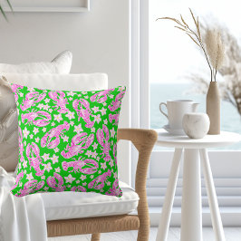 Preppy Kreeft Bloem Roze Groen Patroon  Kussen