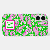 Preppy Kreeft Bloem Roze Groen Patroon Monogram Case-Mate iPhone Case (Achterkant (horizontaal))