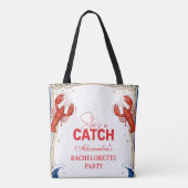 Preppy Kreeft Zeekant Bachelorette Feest Tote Bag (Achterkant)