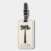 Preppy Kust Palmboom Monogram Bagagelabel (Voorkant verticaal)