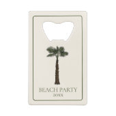 Preppy Kust Palmboom Monogram Creditkaart Flessenopener (Achterkant)