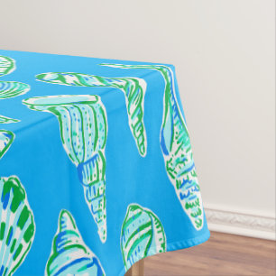 Preppy Kust Zeeschelpen / Blauwe Strand Decoratie Tafelkleed