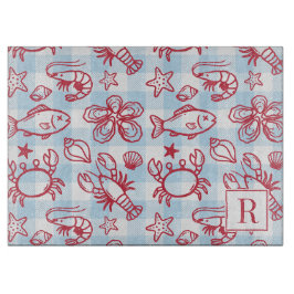 Preppy Kust Zeevruchten Gingham Keuken Decor Snijplank