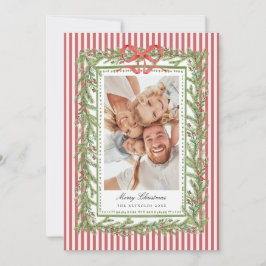 Preppy Kustboog Familie Foto Kerstvakantie  Feestdagenkaart