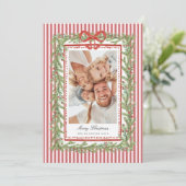 Preppy kustboog familie foto kerstvakantie feestdagenkaart (Staand voorkant)