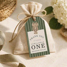 Preppy Kustkreeft Eerste Verjaardag Cadeaulabel