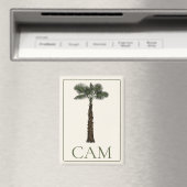 Preppy Kustpalmboom Monogram Magneet (Insitu (Vaatwasser))