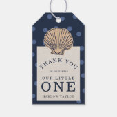 Preppy Kustschelp Eerste Verjaardag Cadeaulabel (Voorkant)