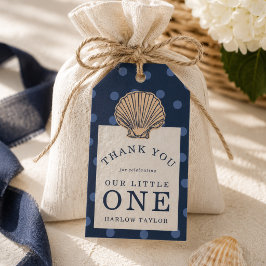 Preppy Kustschelp Eerste Verjaardag Cadeaulabel