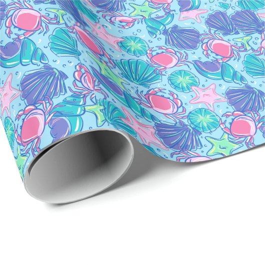 Preppy Kuststrand Shell Krab Cadeaupapier (Rol Hoek)