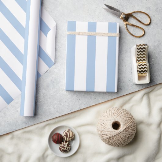 Preppy Kuststrepen Blauw & Wit Cadeaupapier (Crafts)