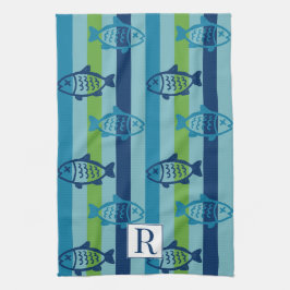 Preppy Kustvis Groen Blauw Streep Theedoek