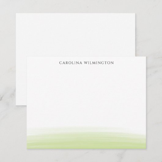 Preppy Licht Groene Waterverf Persoonlijke Nota Ka Bedankkaart (Voorkant / Achterkant)