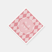 Preppy Licht Roze Argyle Meisje Monogram Party Naa Servet (Hoek)