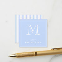 Preppy Lichtblauwe & witte Monogram Cadeautags