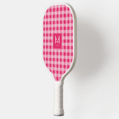 Preppy Lichtroze Gingham Monogram Opgesteld Est Pickleball Paddle (Links)