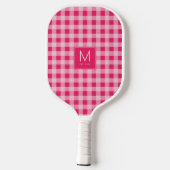 Preppy Lichtroze Gingham Monogram Opgesteld Est Pickleball Paddle (Achterkant)