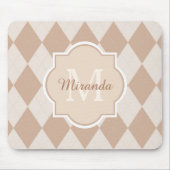 Preppy Light Brown Argyle Girly Monogram en naam Muismat (Voorkant)