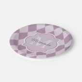 Preppy Light Paars Argyle Girly Monogram en naam Papieren Bordje (Gekanteld)