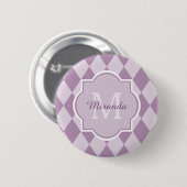Preppy Light Paars Argyle Girly Monogram en naam Ronde Button 5,7 Cm (Voorkant /achterkant)